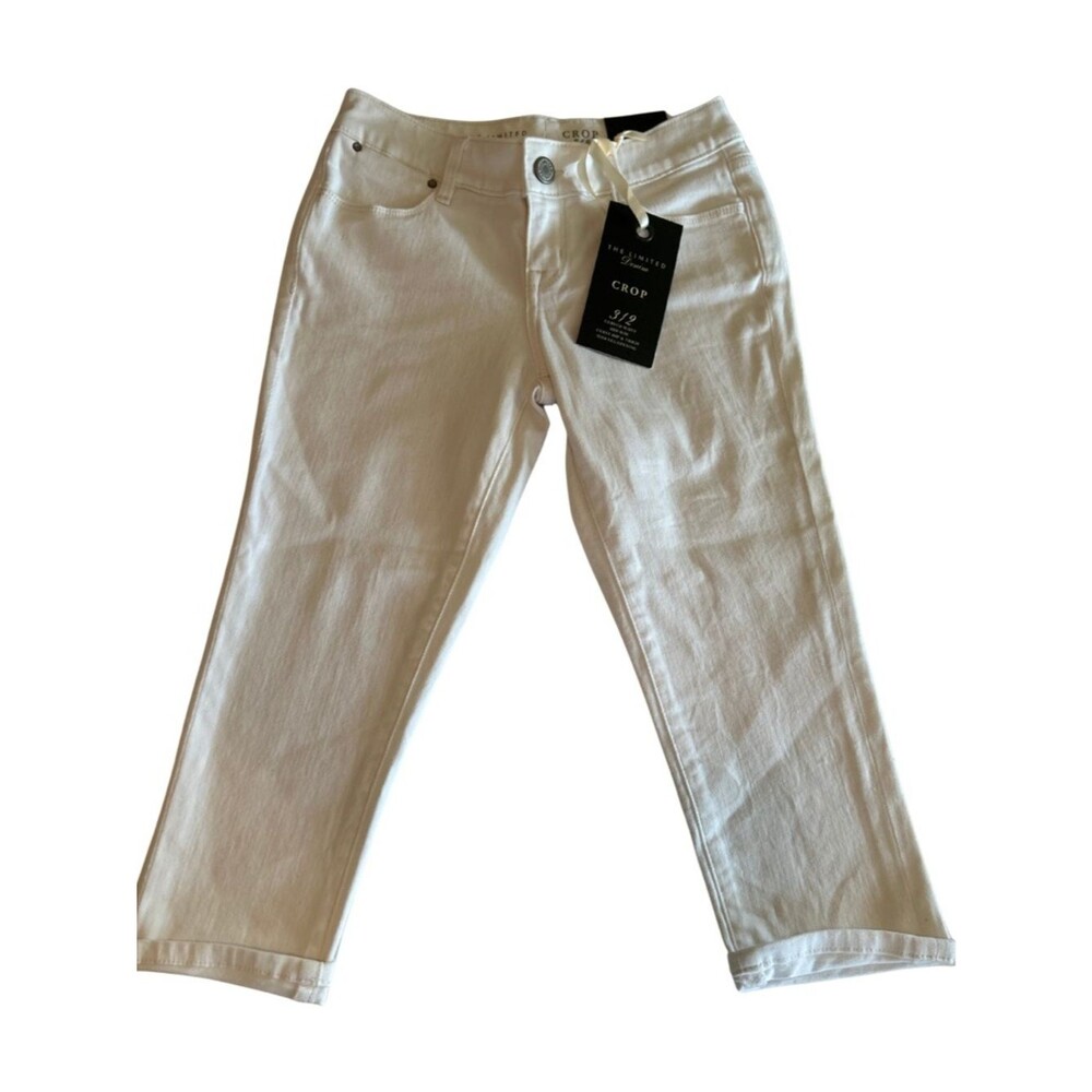 THE LIMITED White Capri Crop Jeans – Slim Mid‑Rise Stretch Denim – NWT Size 00